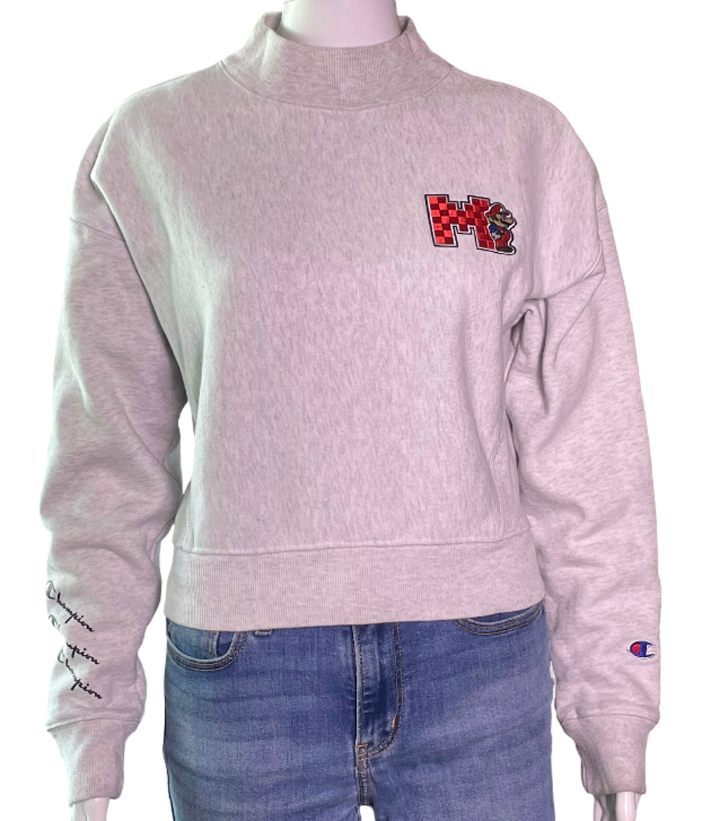 Champion x Nintendo Super Mario Bros Cropped Mock Neck Sweatshirt Women's Small
